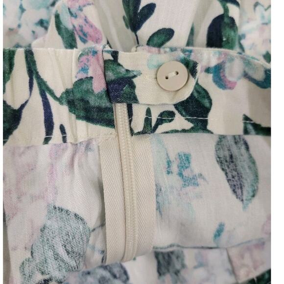 J Jill Linen Stretch Pants Womens XL Floral Print Linen‎ Button Ankle Crop - Picture 10 of 10